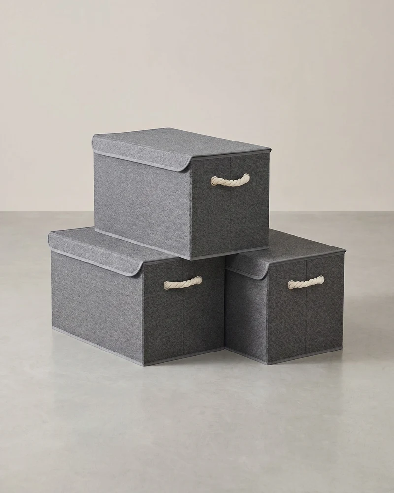 Aufbewahrungsbox Set - 3-teilig Mit Deckel - Für Cube Organizer Und Kleiderschrank