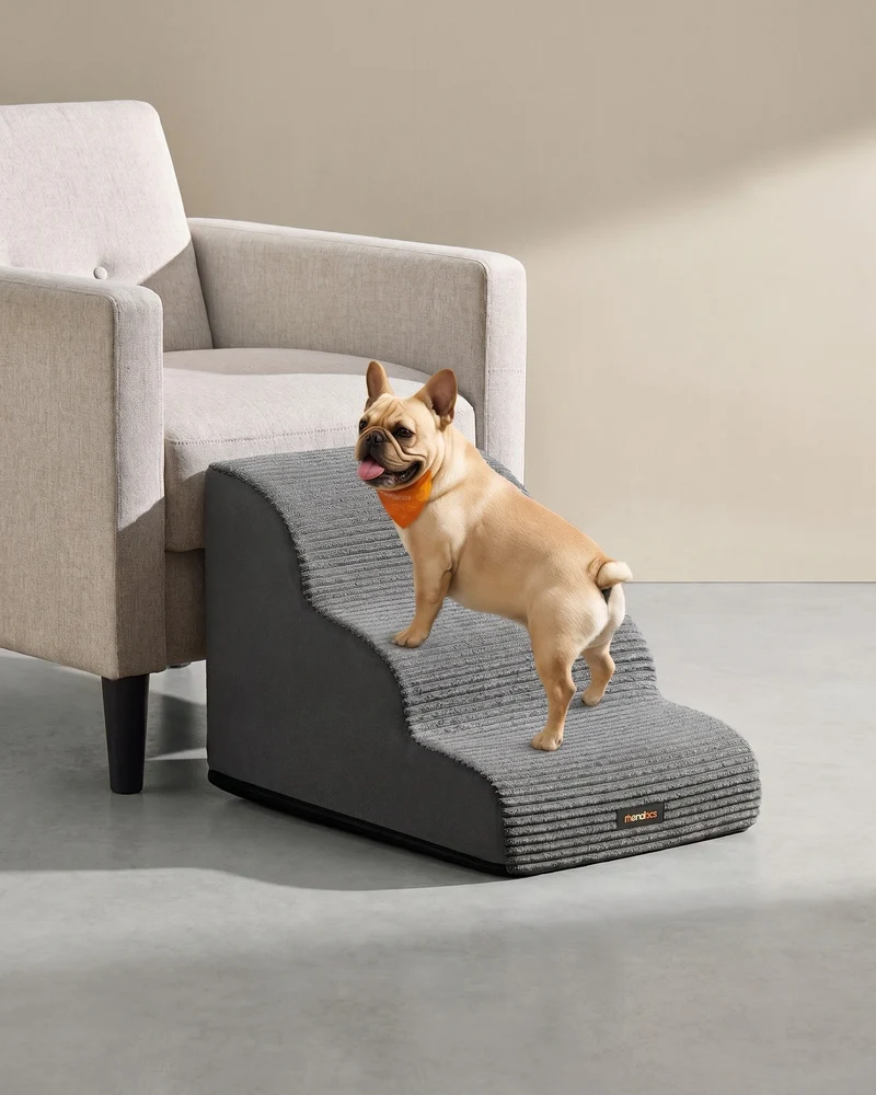 Hundetreppe - 3 Stufen - Rutschfester Bezug - Für Bett Und Sofa