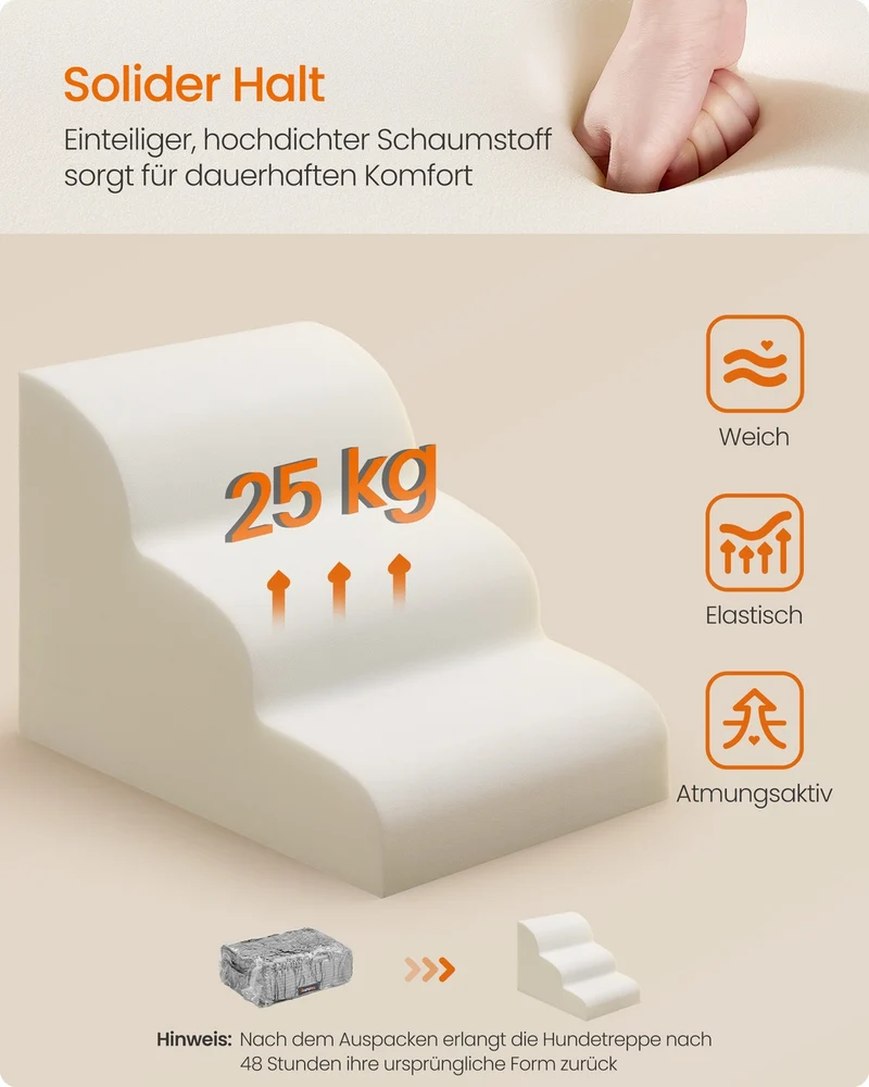 Hundetreppe - 3 Stufen - Rutschfester Bezug - Für Bett Und Sofa
