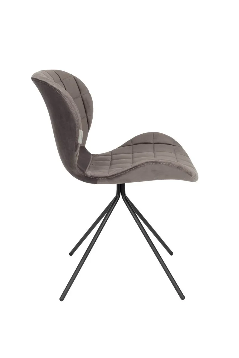 Esszimmerstuhl OMG VELVET Samt Grau von ZUIVER