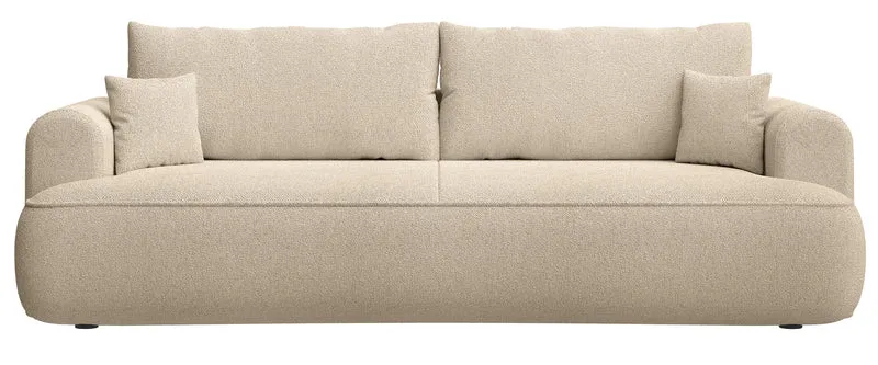 Dreisitziges ausklappbares Sofa Ovo mit Stauraum, hellbeige Chenille