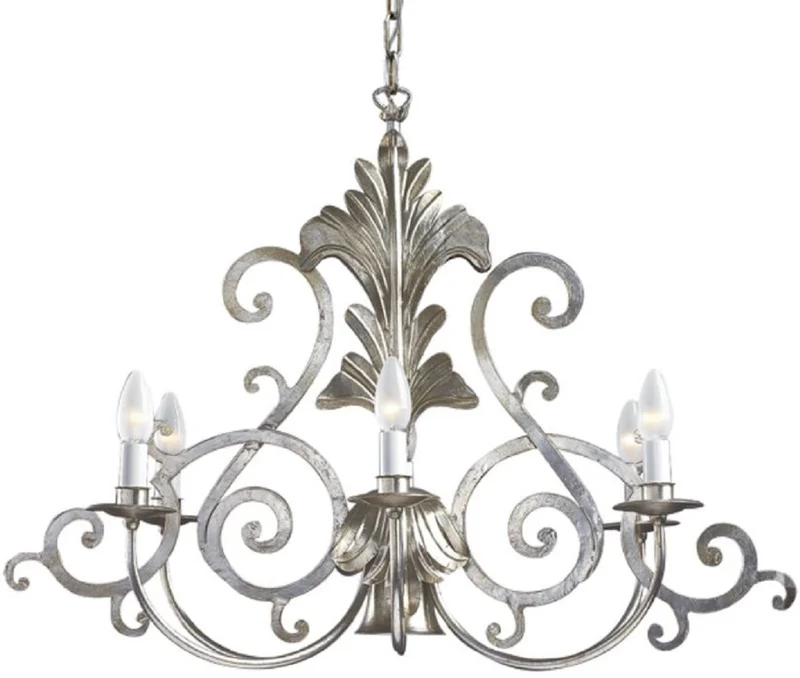 Casa Padrino Luxus Barock Kronleuchter Silber 80 x 53 x H. 60 cm - Ovaler Hotel & Restaurant Kronleuchter - Edel & Prunkvoll
