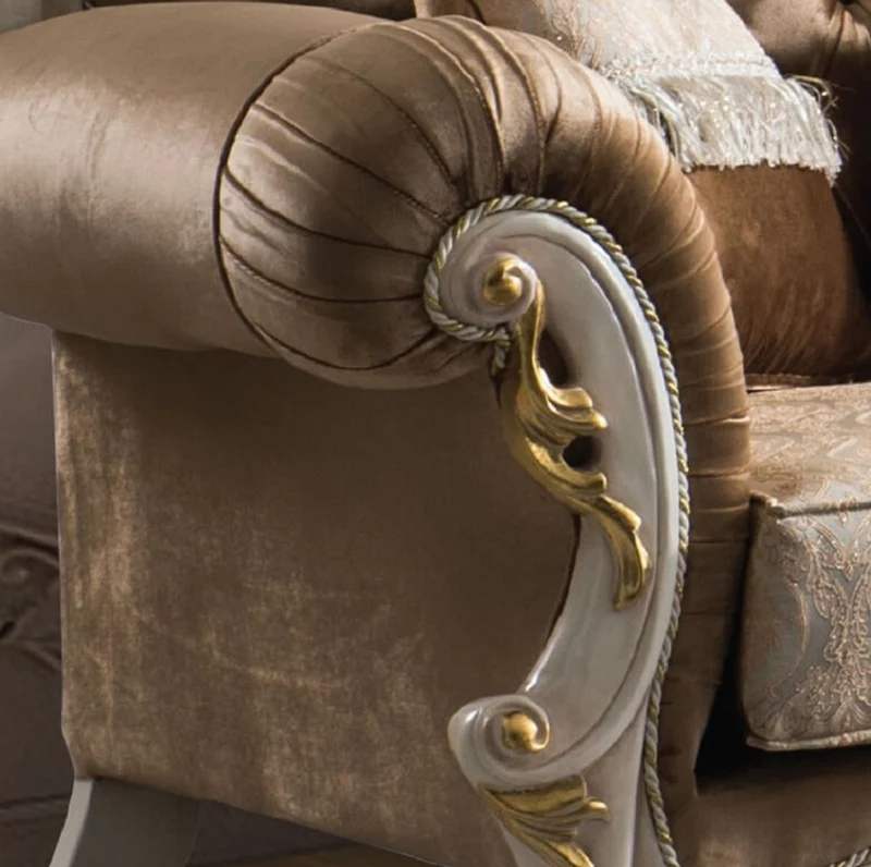 Casa Padrino Luxus Barock Wohnzimmer Set Braun / Silber / Weiß / Gold - 2 Sofas & 2 Sessel & 1 Couchtisch - Handgefertigte Wohnzimmer Möbel im Barockstil - Edel & Prunkvoll