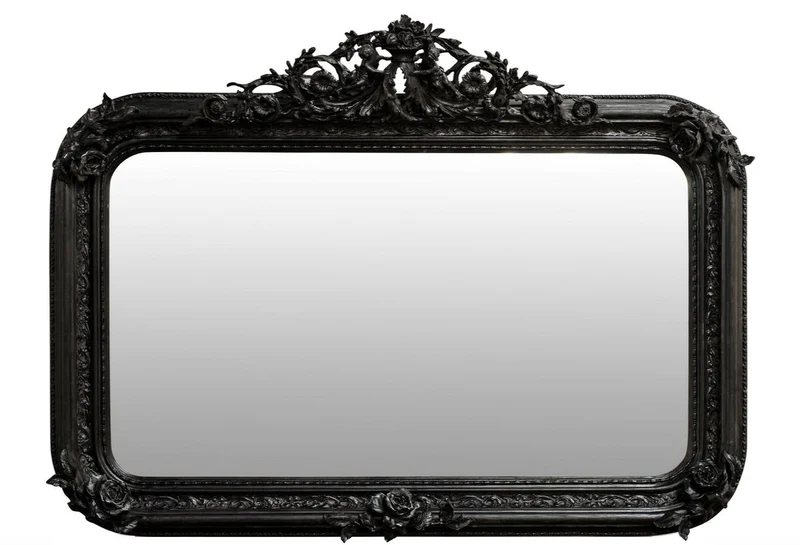 Casa Padrino Antik Stil Wandspiegel Schwarz 142 x H. 100 cm - Barock Möbel