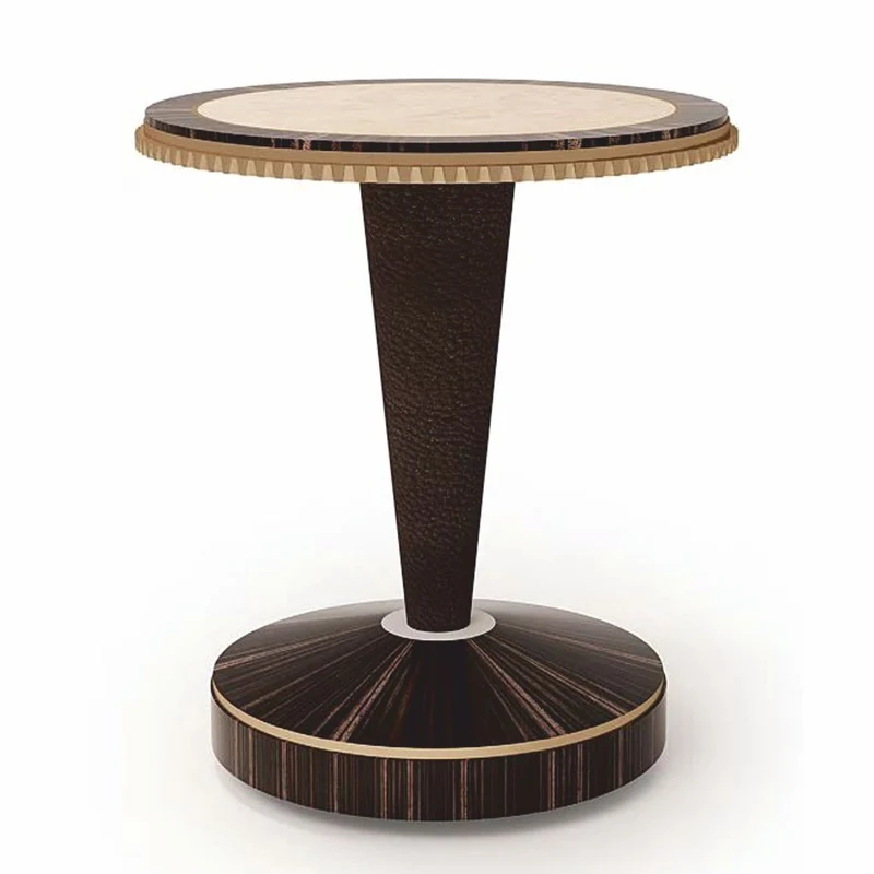 Casa Padrino Luxus Beistelltisch Creme / Dunkelbraun / Bronze Ø 51 x H. 66 cm - Made in Italy