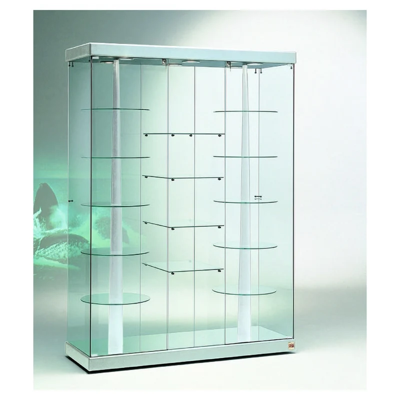 Casa Padrino Luxus Dreh-Ladenvitrine 143 x 53 cm H. 200 cm mit 6 LED-Spots mit Drehböden - Ladeneinrichtung - Boutique Möbel - Made in Italy