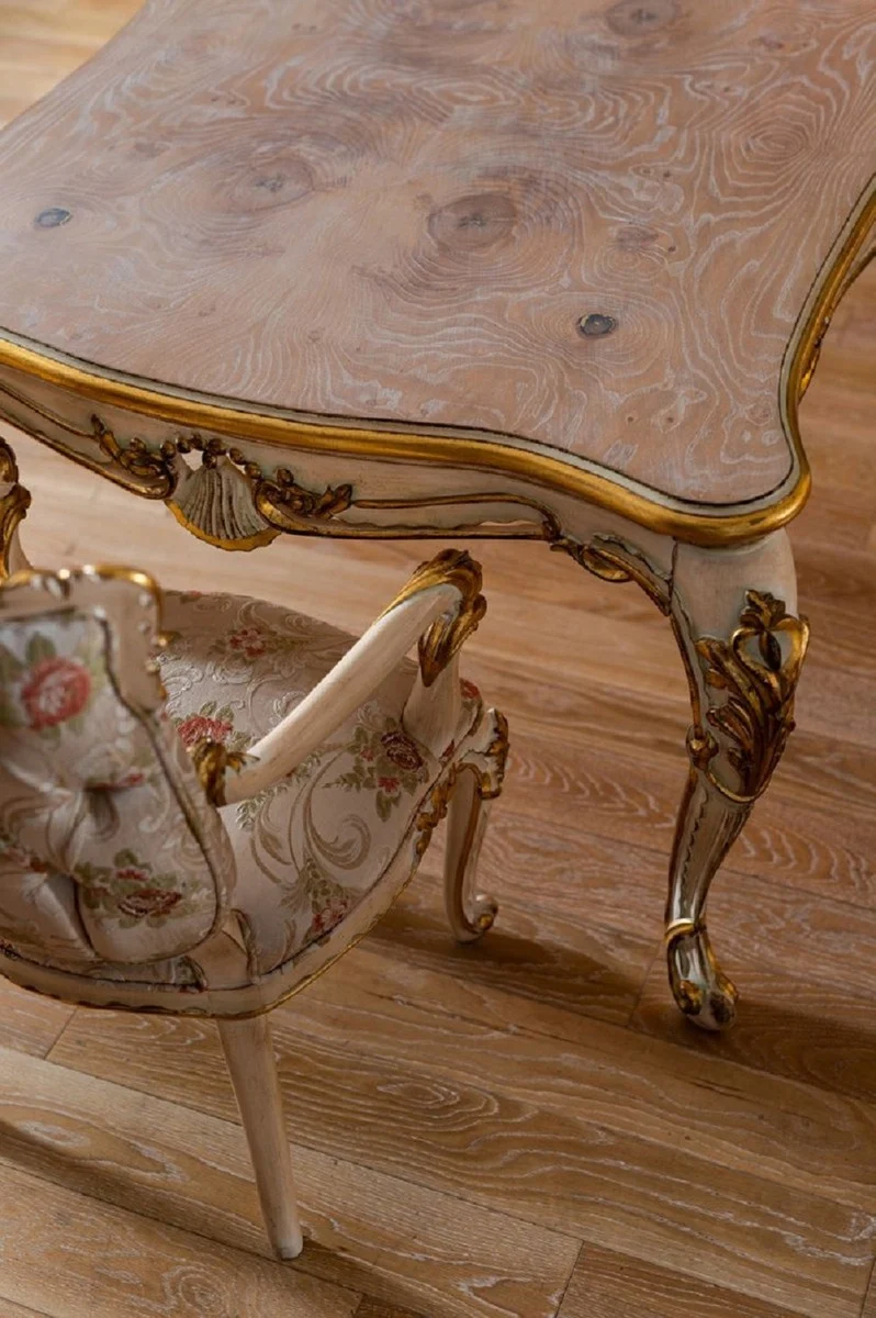 Pompöös by Casa Padrino Luxus Barock Esszimmer Set Provence Beige / Weiß / Gold - Pompööse Barockstil Esszimmermöbel designed by Harald Glööckler