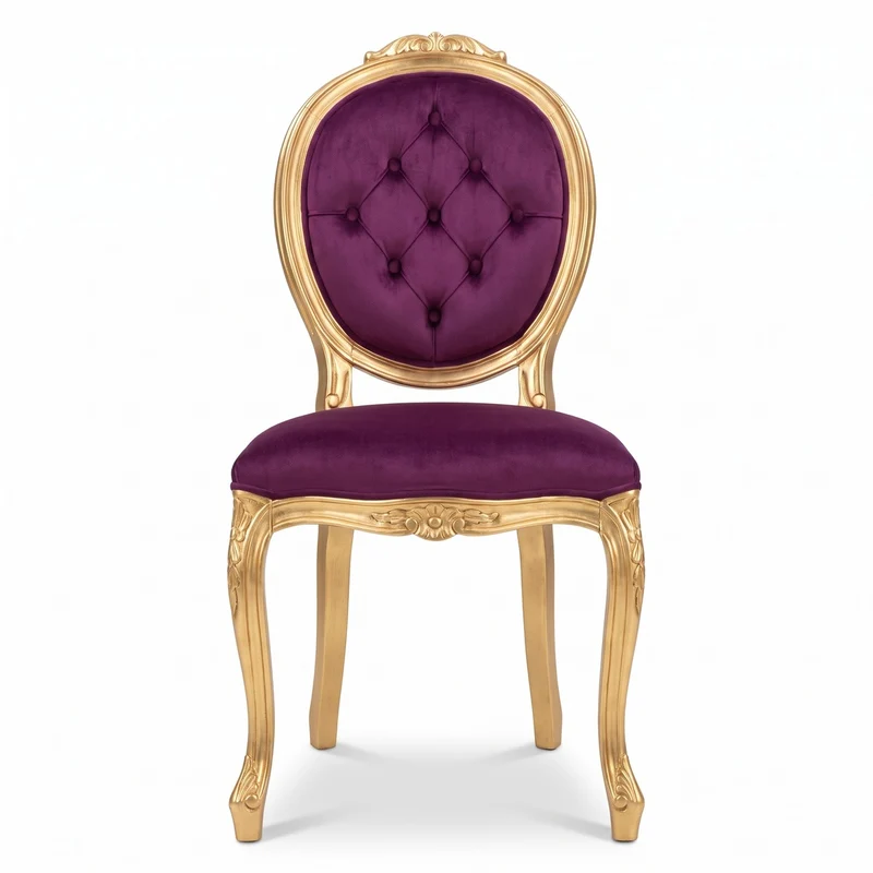 Casa Padrino Luxus Barock Esszimmer Stuhl Lila / Gold - Handgefertigter Antik Stil Stuhl mit edlem Samtstoff - Esszimmer Möbel im Barockstil - Barock Möbel - Barock Einrichtung