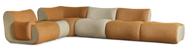 Casa Padrino Luxus Ecksofa Braun / Creme / Grau 340 x 232 x H. 72 cm - Modulares 6 Teiliges Wohnzimmer Sofa - Hotel Sofa - Wohnzimmer Möbel - Hotel Möbel - Luxus Möbel