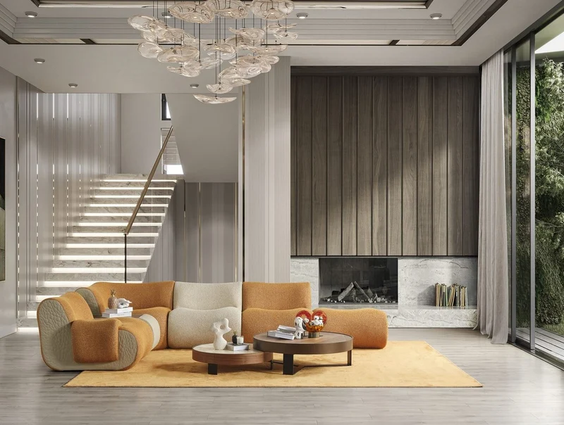 Casa Padrino Luxus Ecksofa Braun / Creme / Grau 340 x 232 x H. 72 cm - Modulares 6 Teiliges Wohnzimmer Sofa - Hotel Sofa - Wohnzimmer Möbel - Hotel Möbel - Luxus Möbel