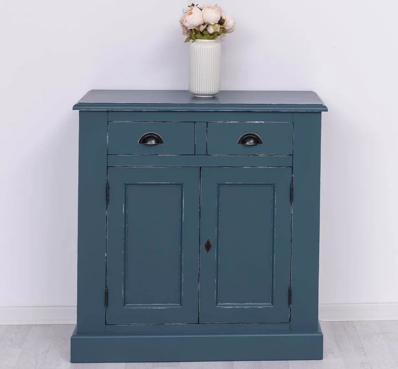 Schmaler Geschirrschrank aus Massivholz | 2-teilig | 3 Türen | 2 Schubladen