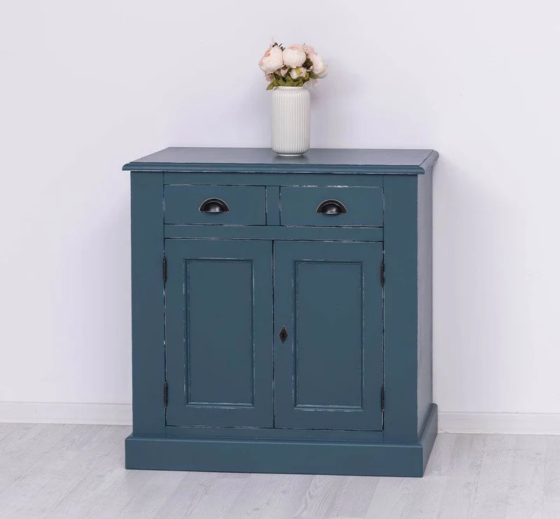 Schmaler Geschirrschrank aus Massivholz | 2-teilig | 3 Türen | 2 Schubladen