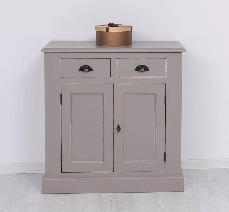 Schmaler Geschirrschrank aus Massivholz | 2-teilig | 3 Türen | 2 Schubladen