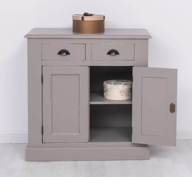 Schmaler Geschirrschrank aus Massivholz | 2-teilig | 3 Türen | 2 Schubladen