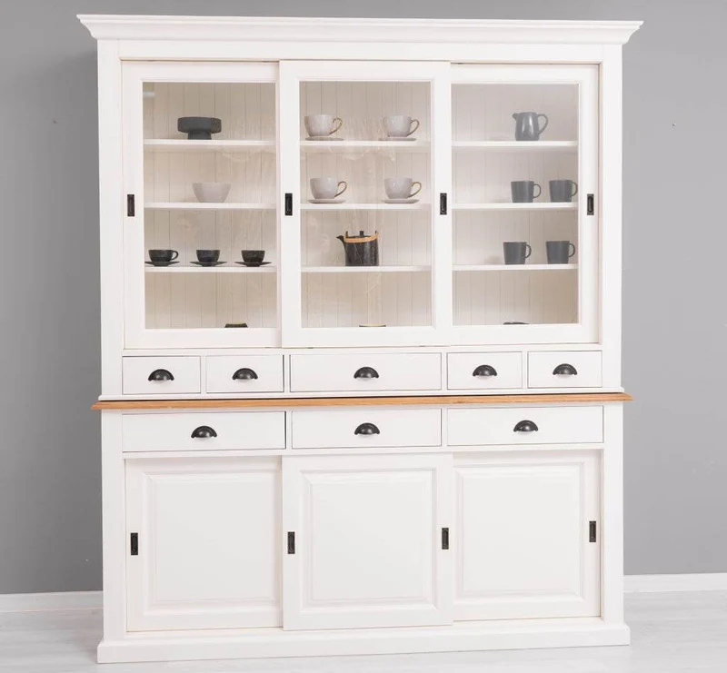 Großer Buffetschrank mit sechs Schiebetüren | Vitrine | 2-teilig | 8 Schubladen
