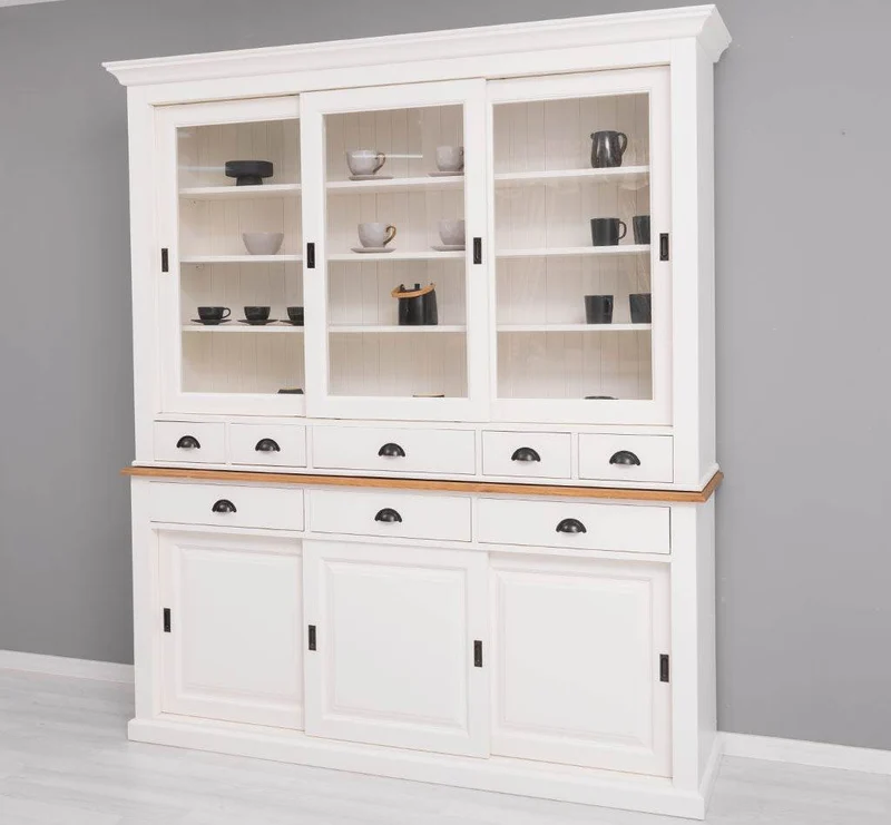 Großer Buffetschrank mit sechs Schiebetüren | Vitrine | 2-teilig | 8 Schubladen