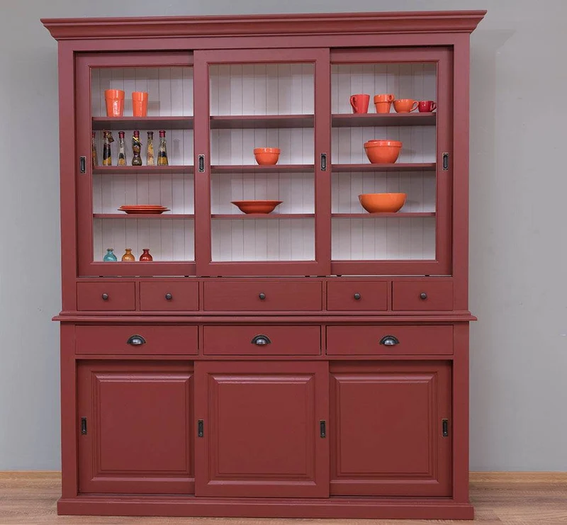 Großer Buffetschrank mit sechs Schiebetüren | Vitrine | 2-teilig | 8 Schubladen