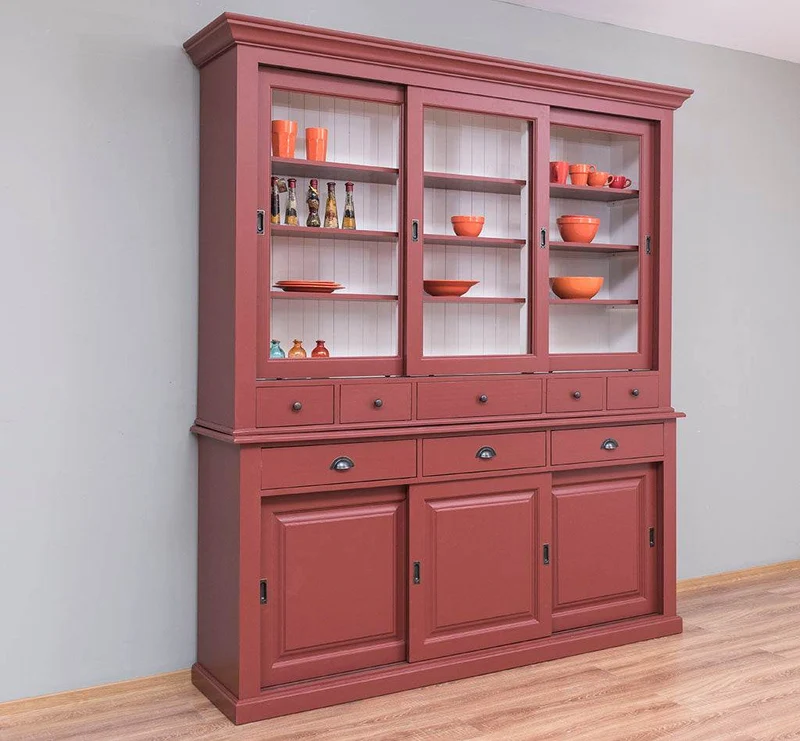 Großer Buffetschrank mit sechs Schiebetüren | Vitrine | 2-teilig | 8 Schubladen