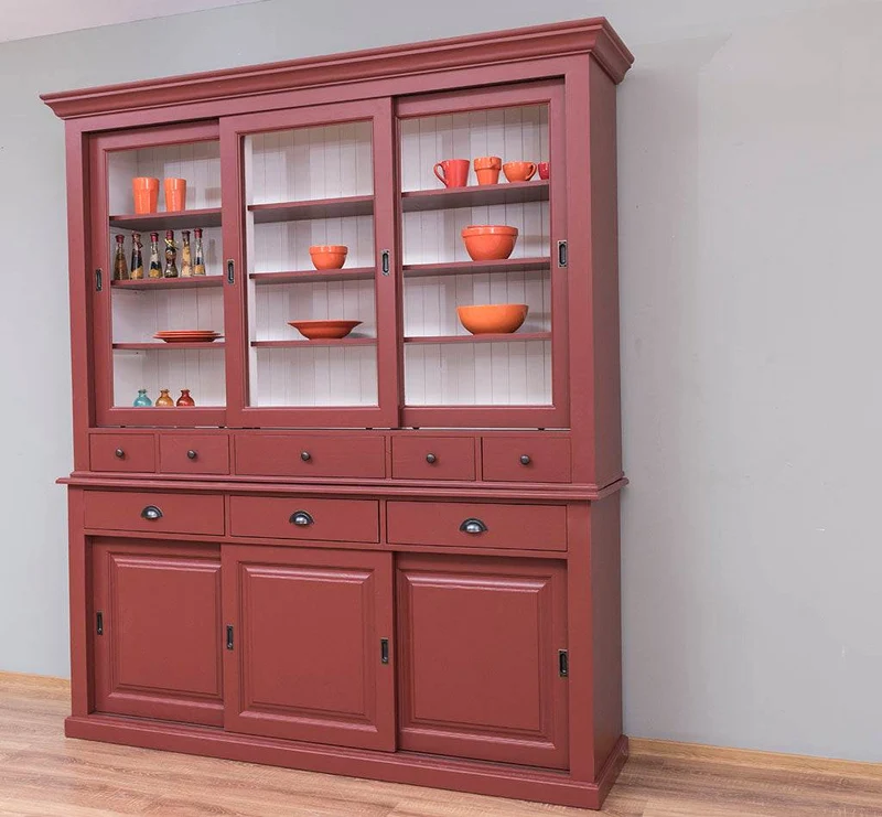 Großer Buffetschrank mit sechs Schiebetüren | Vitrine | 2-teilig | 8 Schubladen