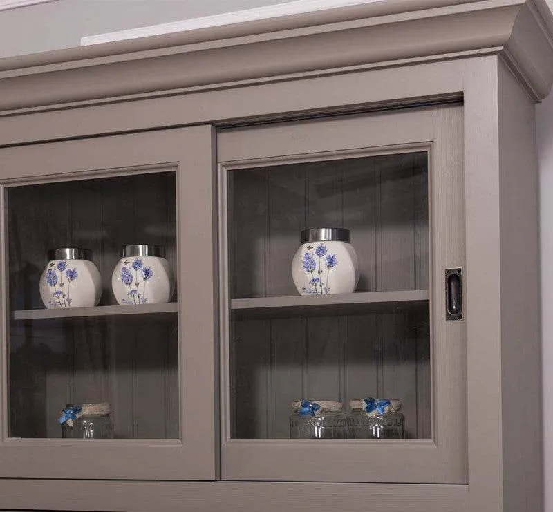Geschirrschrank aus Massivholz | Küchenschrank | Vitrine | mit 6 Schiebetüren