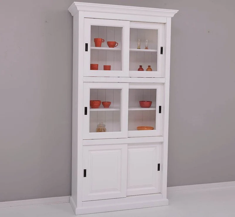 Geschirrschrank aus Massivholz | Küchenschrank | Vitrine | mit 6 Schiebetüren