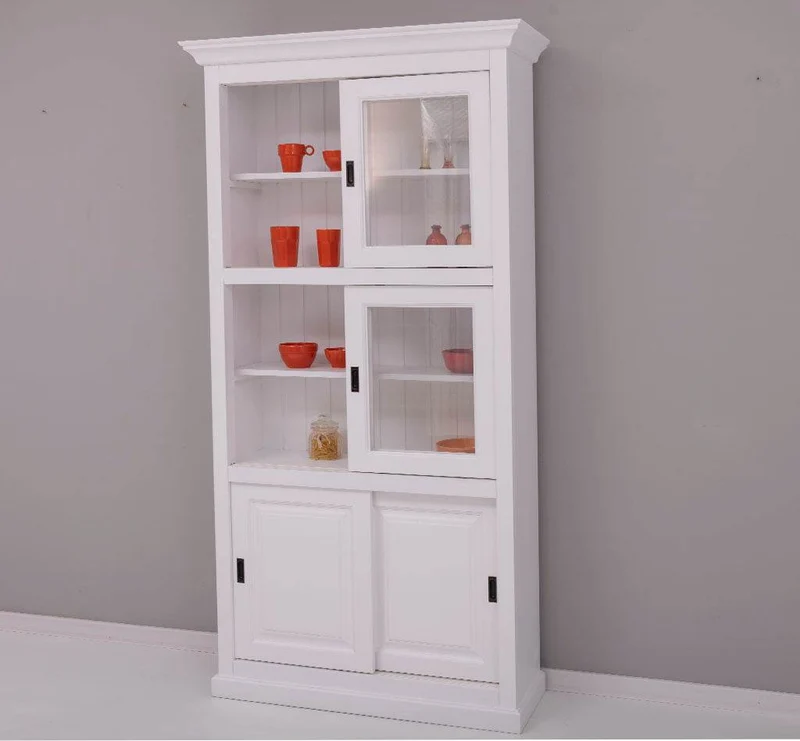 Geschirrschrank aus Massivholz | Küchenschrank | Vitrine | mit 6 Schiebetüren