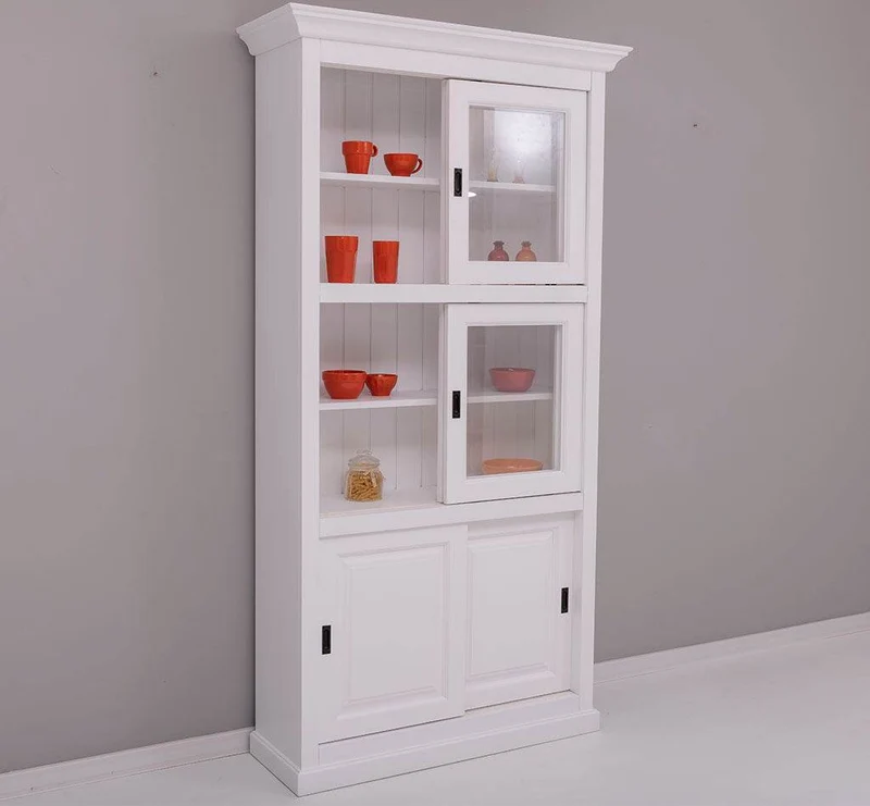 Geschirrschrank aus Massivholz | Küchenschrank | Vitrine | mit 6 Schiebetüren