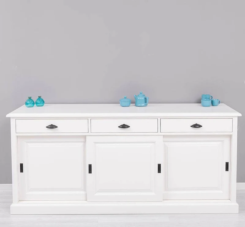 Kommode aus Massivholz | Sideboard mit 3 Schubladen und 3 Schiebetüren