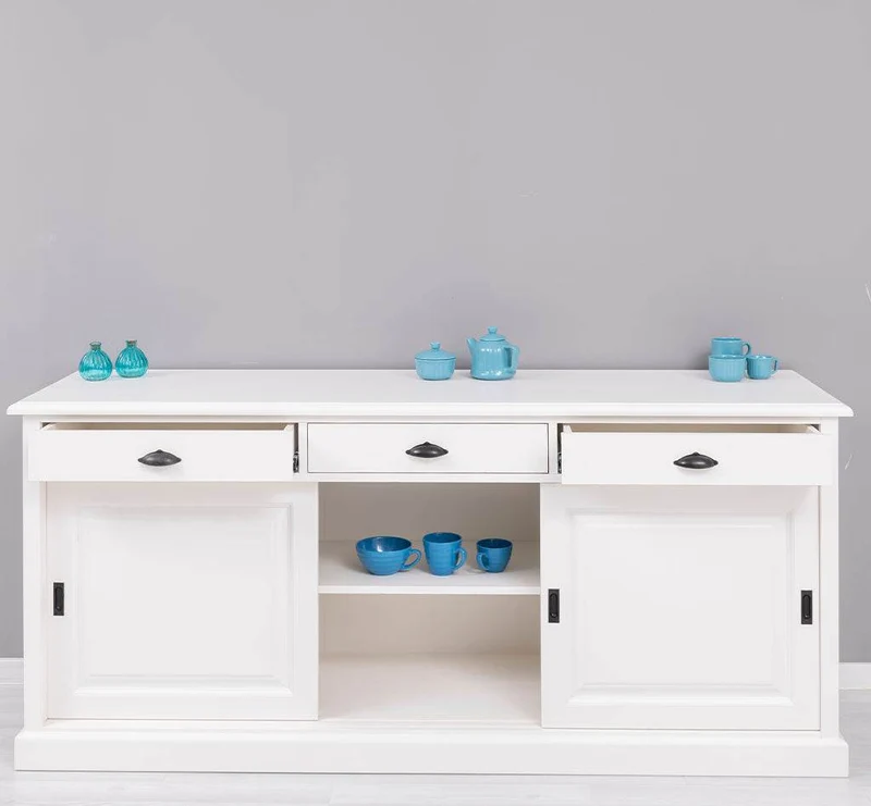 Kommode aus Massivholz | Sideboard mit 3 Schubladen und 3 Schiebetüren