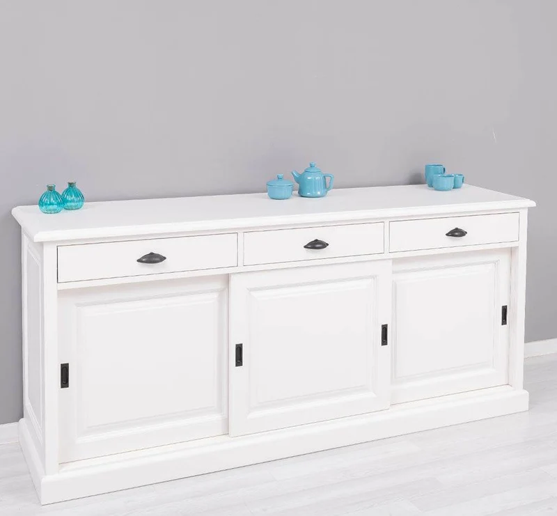 Kommode aus Massivholz | Sideboard mit 3 Schubladen und 3 Schiebetüren