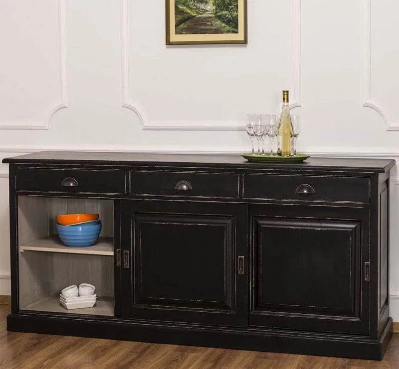 Kommode aus Massivholz | Sideboard mit 3 Schubladen und 3 Schiebetüren