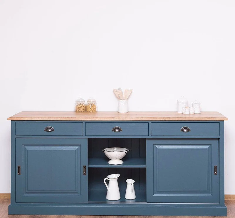 Kommode aus Massivholz | Sideboard mit 3 Schubladen und 3 Schiebetüren