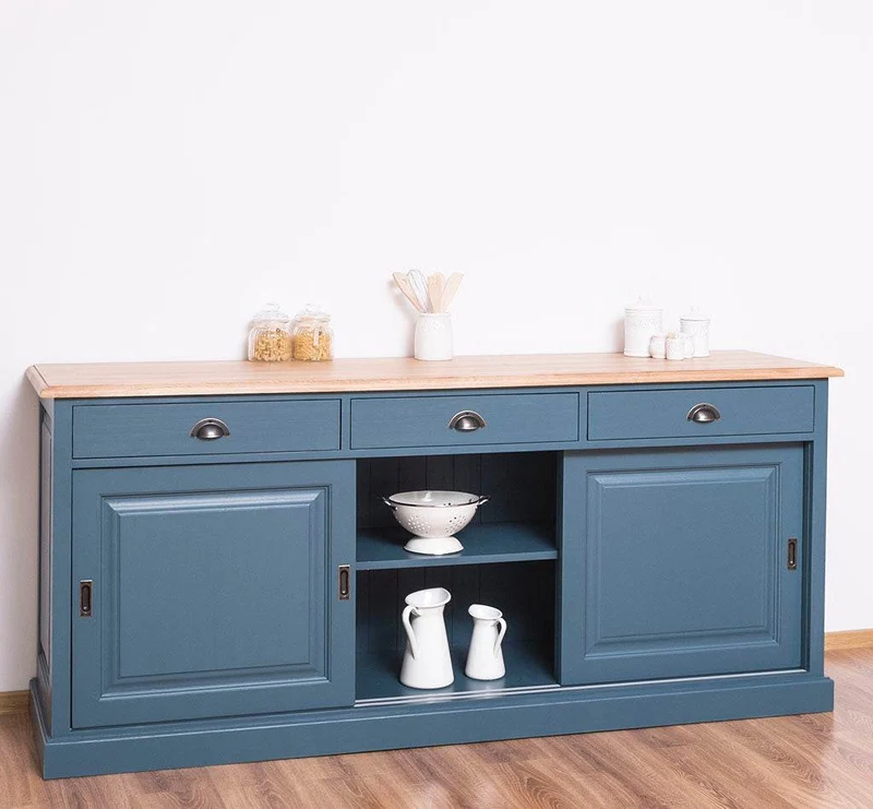 Kommode aus Massivholz | Sideboard mit 3 Schubladen und 3 Schiebetüren