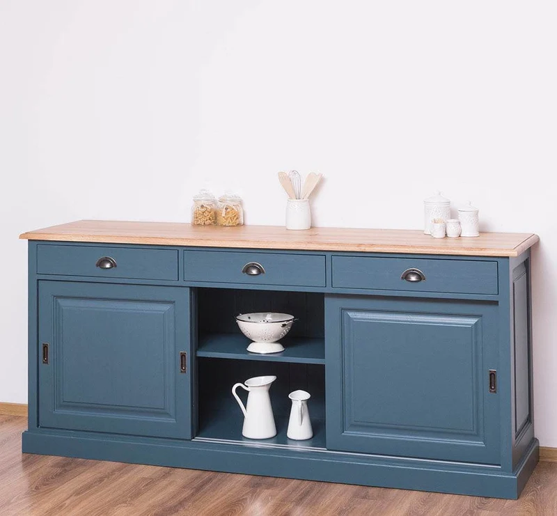 Kommode aus Massivholz | Sideboard mit 3 Schubladen und 3 Schiebetüren