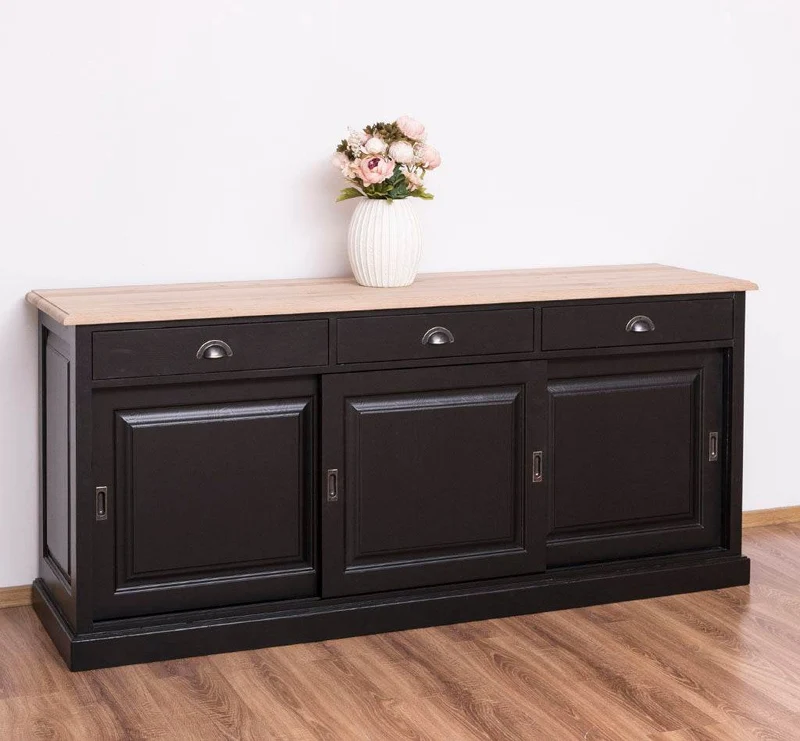 Kommode aus Massivholz | Sideboard mit 3 Schubladen und 3 Schiebetüren