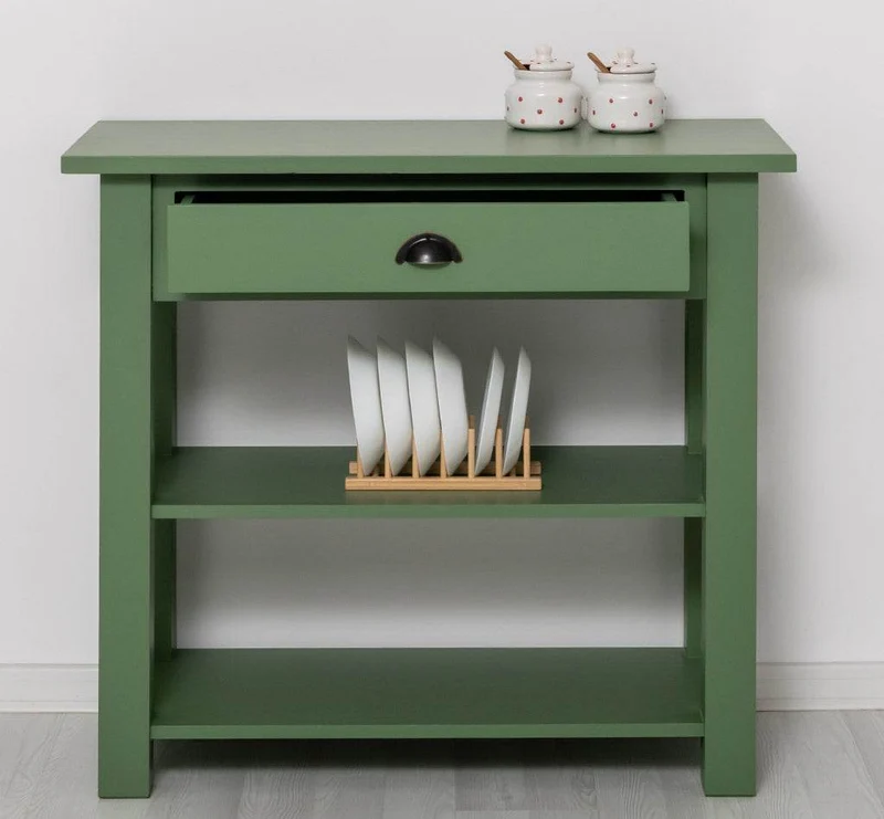 Beistelltisch aus Massivholz | Wandtisch mit Schublade