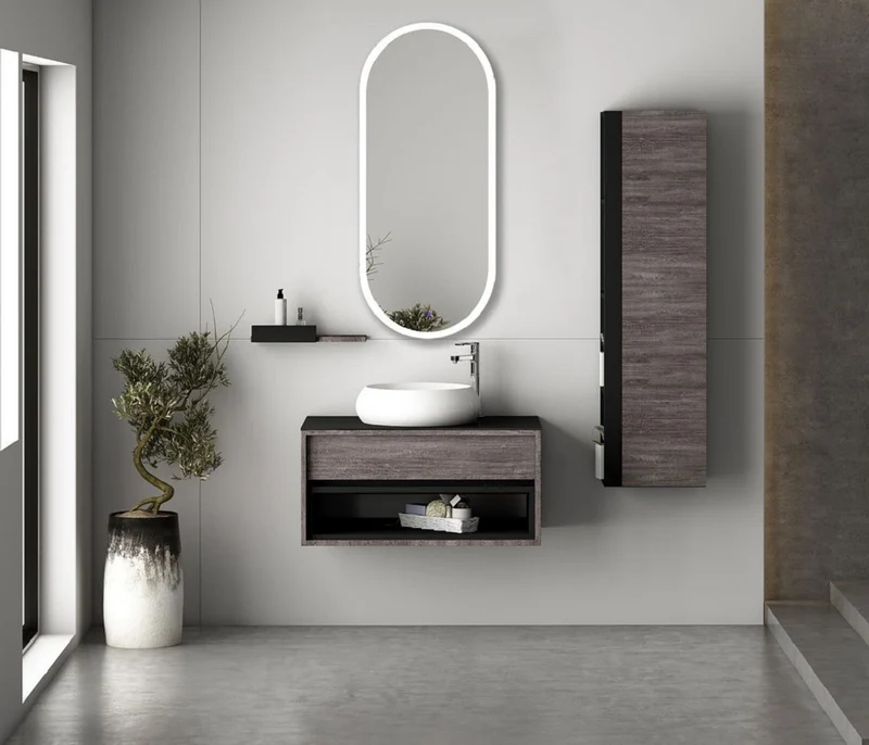 Casa Padrino Luxus Badezimmer Spiegel 45 x 2,5 x H. 105 cm - Ovaler Wandspiegel mit LED Beleuchtung - Badezimmer Möbel - Badezimmer Accessoires - Luxus Möbel