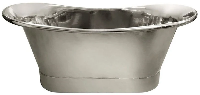 Casa Padrino Luxus Jugendstil Kupfer Badewanne Matt Silber / Silber Verchromt 170 x 71 x H. 71 cm - Freistehende Retro Badewanne - Rustikale Kupfer Badezimmer Möbel