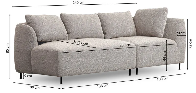 Modulares Sofa Lanomi in weißem Bouclé
