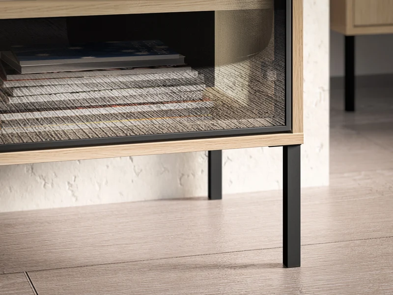 Zweiturige Kommode Barnee mit Schubladen und Beleuchtung, 160 cm, Lindberg-Eiche