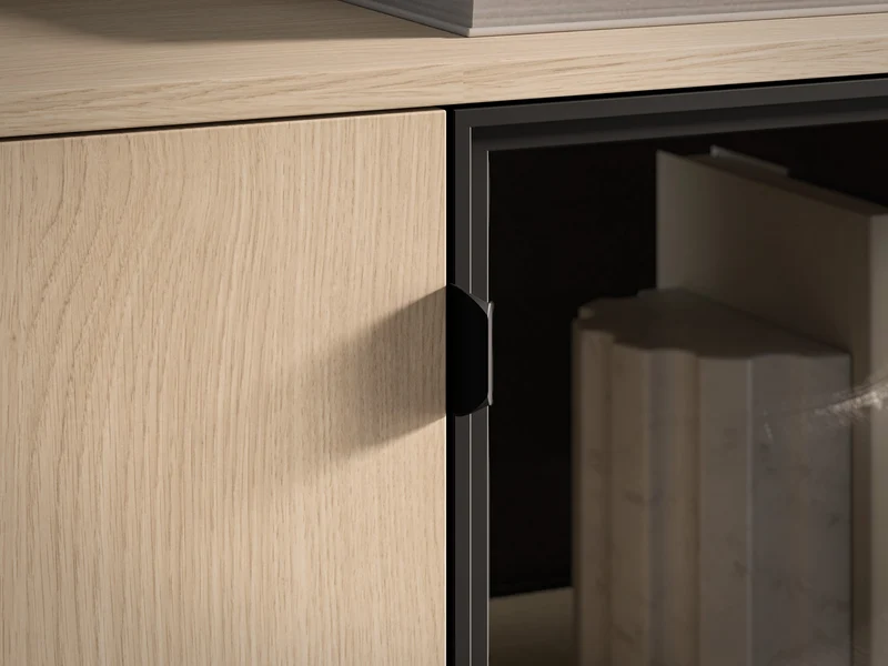 Zweiturige TV-Kommode Barnee mit Schubladen und Beleuchtung, 160 cm, Lindberg-Eiche