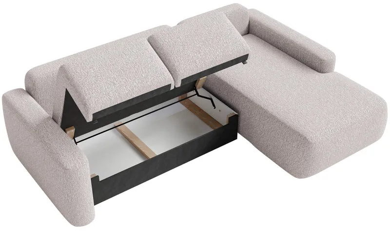 Ecksofa mit Schlaffunktion Carnos Mini, L-förmig, rechtsseitig, beige Chenille