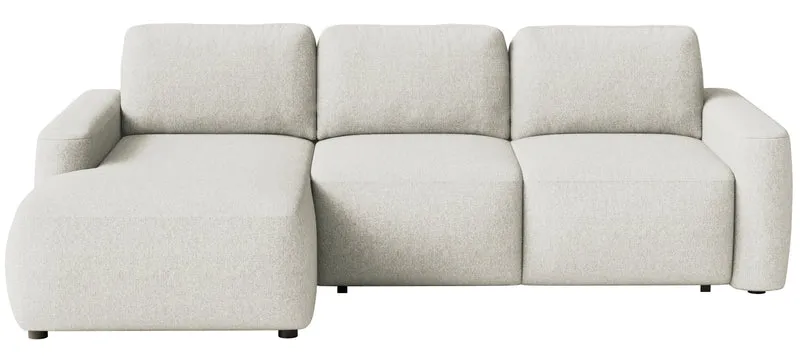 Ecksofa mit Schlafunktion Carnos Mini, L-förmig, linksseitig, cremefarben, pflegeleichter Chenillestoff