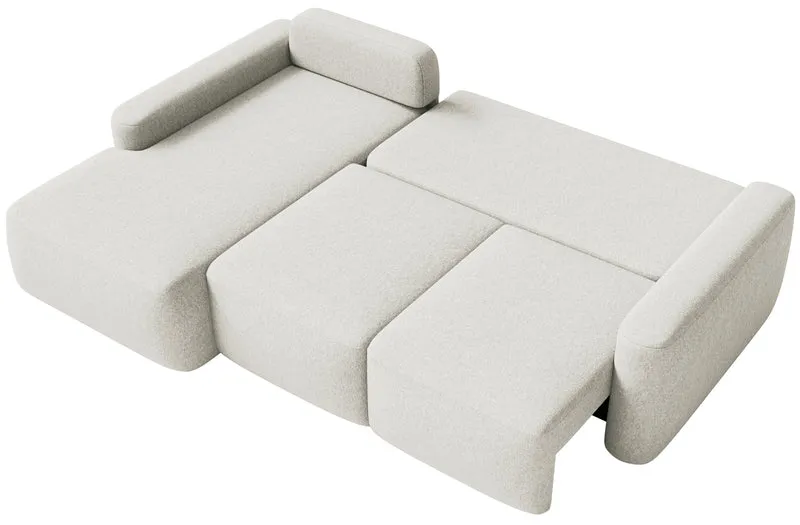 Ecksofa mit Schlafunktion Carnos Mini, L-förmig, linksseitig, cremefarben, pflegeleichter Chenillestoff