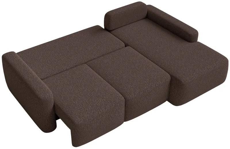 Ecksofa mit Schlaffunktion Carnos Mini, L-förmig, rechtsseitig, braunes Chenille
