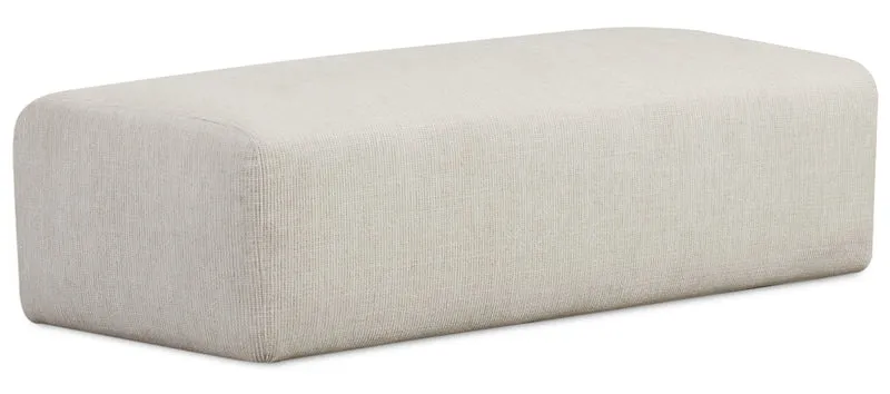 Modulares Ecksofa Pyllomi, L-förmig mit Hocker, cremefarbenes Geflecht