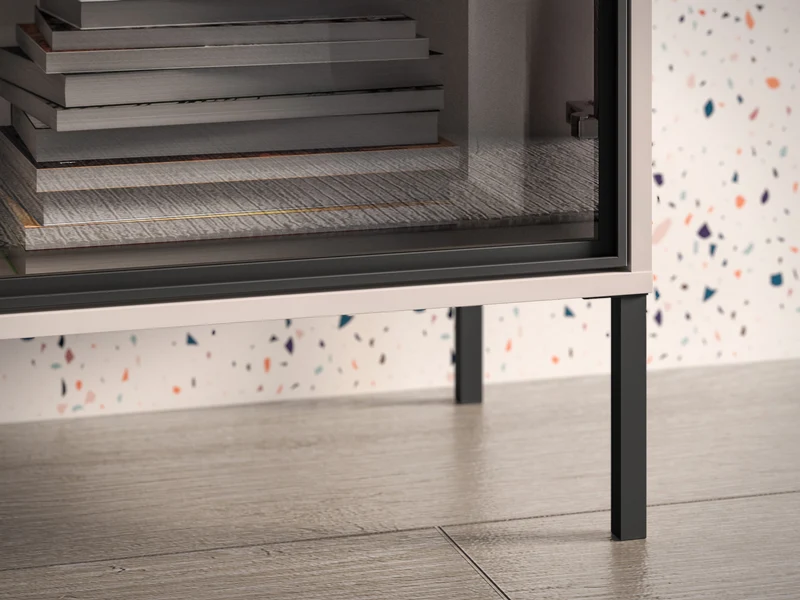 Zweiturige Kommode Barnee mit Schubladen und Beleuchtung, 160 cm, Kaschmir