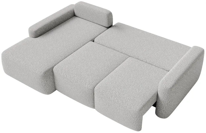 Ecksofa mit Schlaffunktion Carnos Mini, L-förmig, linksseitig, hellgrauer Chenille-Stoff
