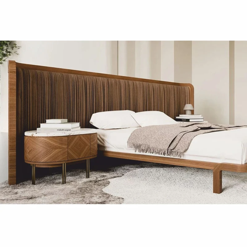 Casa Padrino Luxus Nachttisch Braun / Weiß / Messing 83 cm - Luxus Hotel & Schlafzimmer Möbel