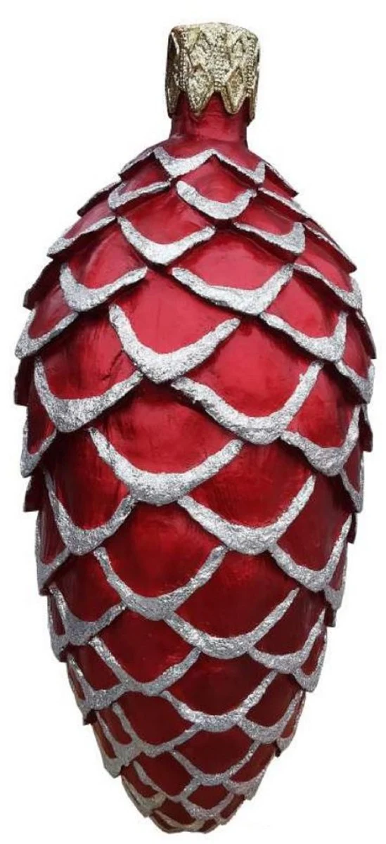 Casa Padrino Luxus XXL Deko Weihnachtsbaumkugel Tannenzapfen Bordeauxrot / Silber / Gold H. 99 cm - XXL Weihnachts Deko - Luxus XXL Weihnachts Dekoration